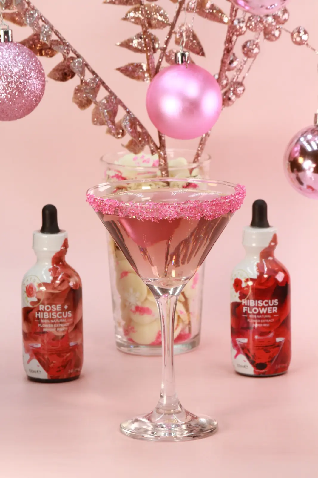 A ruby cocktail made with hibiscus extract