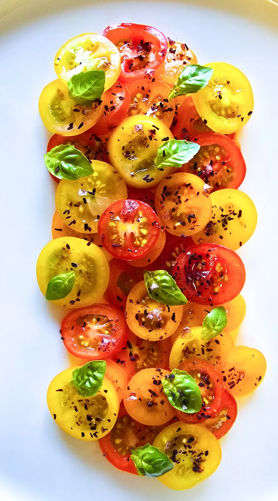 Tomatoes finished with hibiscus salt